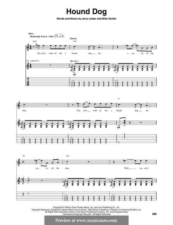 Hound Dog (Elvis Presley): Für Gitarre by Jerry Leiber, Mike Stoller