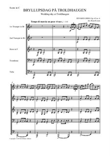 Lyrische Stücke, Op.65: No.6 Wedding Day at Troldhaugen, for brass quintet by Edvard Grieg
