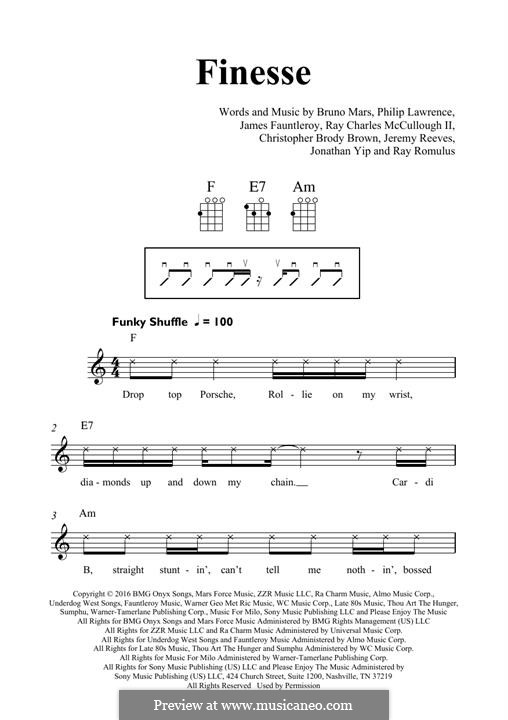 Finesse (feat. Cardi B): Für Ukulele by James Fauntleroy II, Jeremy Reeves, Jonathan Yip, Bruno Mars, Philip Lawrence, Ray Romulus, Christopher Brody Brown, Ray Charles McCullough II