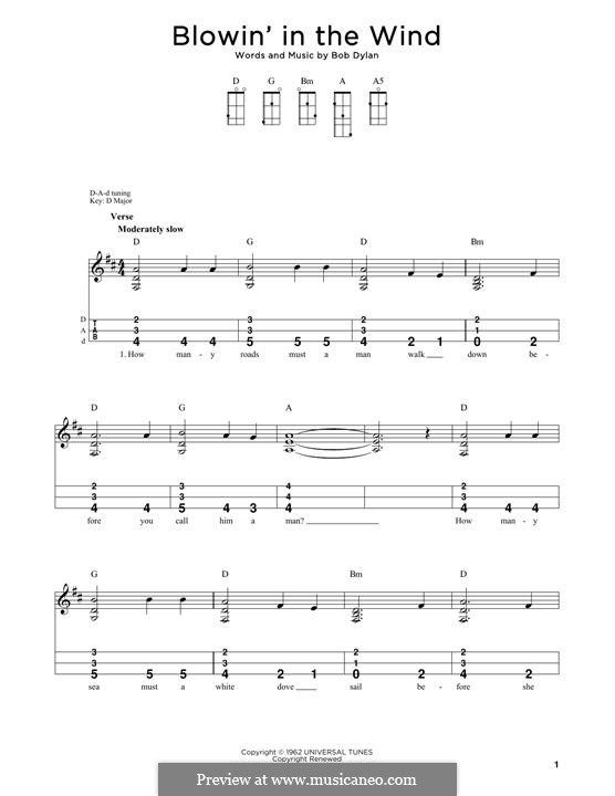Blowin' in the Wind: For dulcimer by Bob Dylan