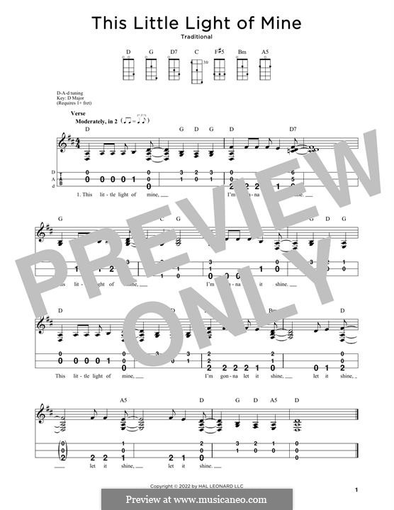 This Little Light of Mine (Printable scores): For dulcimer by folklore