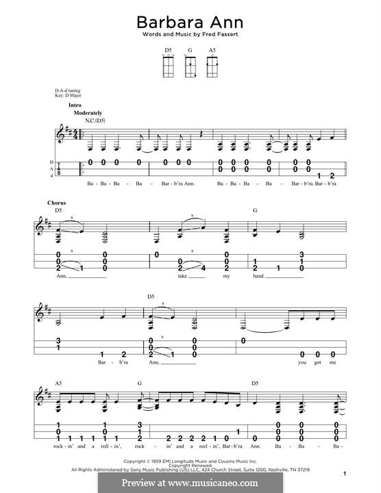 Barbara Ann (The Beach Boys): For dulcimer by Fred Fassert