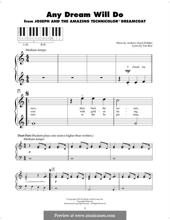 Any Dream Will Do: Für Klavier by Andrew Lloyd Webber