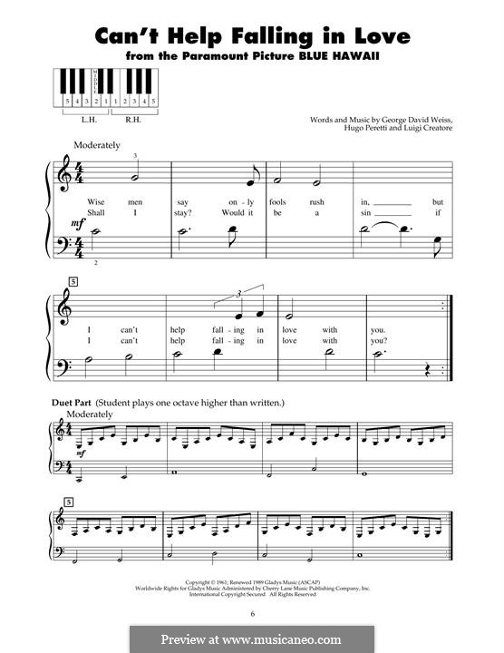 Piano version: Für einen Interpreten by George David Weiss, Hugo Peretti, Luigi Creatore