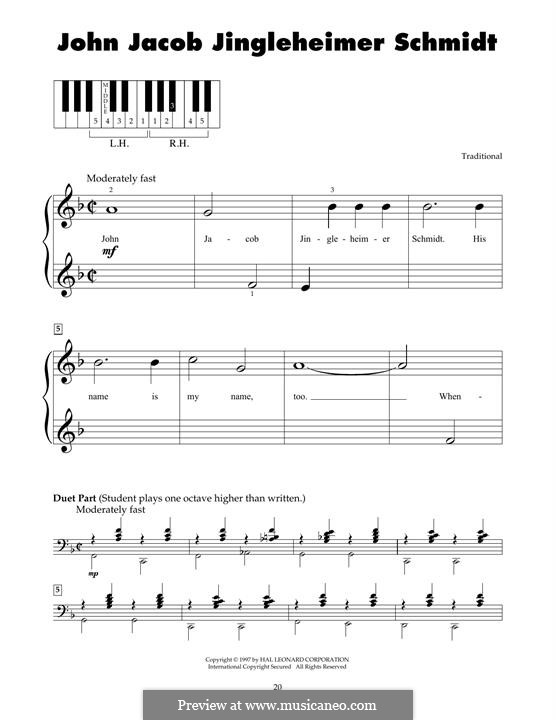 John Jacob Jingleheimer Schmidt: Für Klavier by folklore