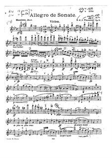 Allegro de sonate for Violin and Piano, Op.2: Solostimme by Henryk Wieniawski, Józef Wieniawski