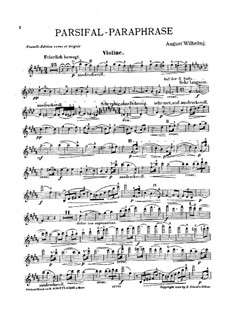 Paraphrase über Themen aus 'Parsifal' von Wagner: Für Violine und Klavier – Violinstimme by August Wilhelmj
