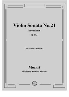 Sonate für Violine und Klavier in e-Moll, K.304: Partitur, Solostimme by Wolfgang Amadeus Mozart
