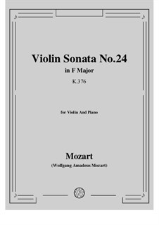 Sonate für Violine und Klavier Nr.24 in F-Dur, K.376: Partitur, Solostimme by Wolfgang Amadeus Mozart