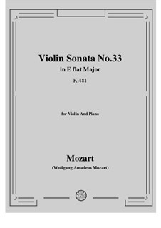 Sonate für Violine und Klavier Nr.33 in Es-Dur, K.481: Partitur, Solostimme by Wolfgang Amadeus Mozart
