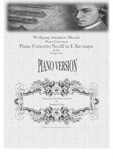 Konzert für Klavier und Orchester Nr.22 in Es-Dur, K.482: Bearbeitung für Klavier by Wolfgang Amadeus Mozart