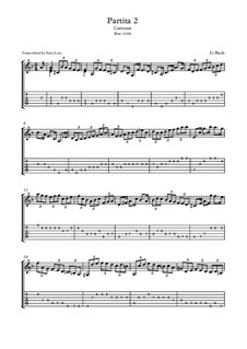 Partita für Violine Nr.2 in d-Moll, BWV 1004: Courante. Arrangement for guitar by Johann Sebastian Bach