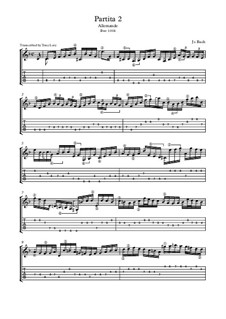 Partita für Violine Nr.2 in d-Moll, BWV 1004: Allemande. Arrangement for guitar by Johann Sebastian Bach