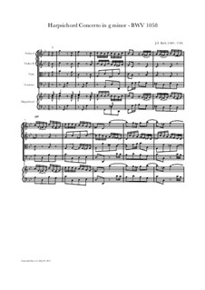 Konzert für Cembalo und Streicher Nr.7 in g-Moll, BWV 1058: Vollpartitur, Stimmen by Johann Sebastian Bach