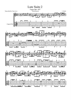 Suite für Laute (oder Cembalo), BWV 997: Fugue, for guitar by Johann Sebastian Bach