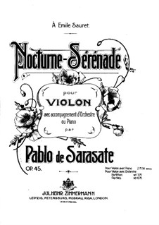 Nocturne-Serenade, Op.45: Partitur by Pablo de Sarasate