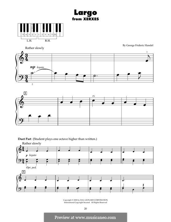 Largo (Ombra mai fu) printable score: Für Klavier by Georg Friedrich Händel