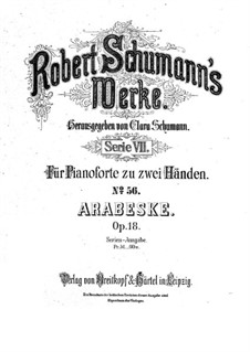 Arabeske in C-Dur, Op.18: Für Klavier by Robert Schumann