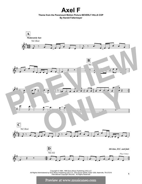 Axel F (from Beverley Hills Cop): Für Gitarre by Harold Faltermeyer