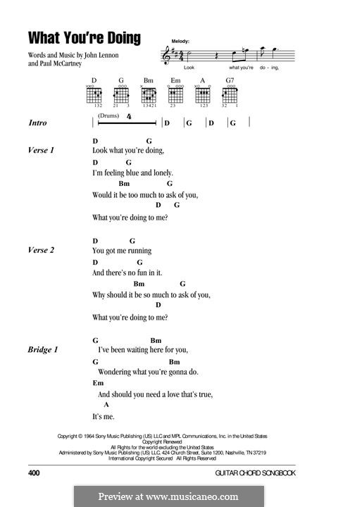 What You're Doing (The Beatles): Für Gitarre mit Tabulatur by John Lennon, Paul McCartney