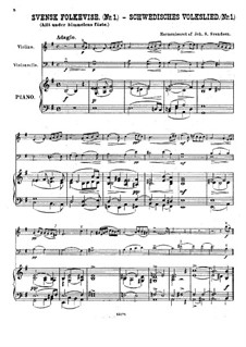 Zwei schwedische Volksmelodien, Op.27: No.1 Allt under himmelens fäste, for violin, cello and piano by Johan Svendsen