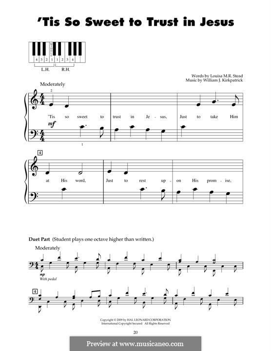 'Tis So Sweet to Trust in Jesus: Für Klavier by William (James) Kirkpatrick