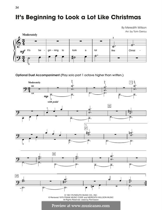 It's Beginning to Look a Lot Like Christmas (Perry Como): Für Klavier by Meredith Willson