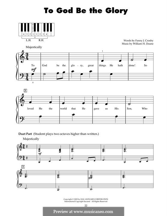 To God be the Glory: Für Klavier by William Howard Doane