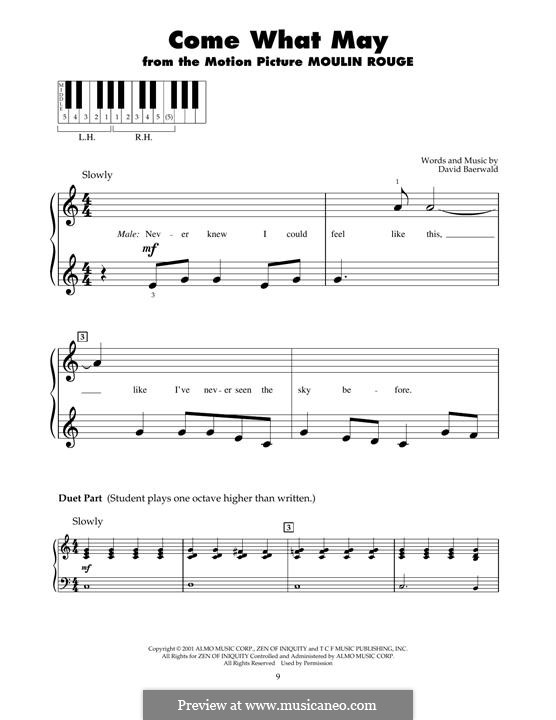 Come What May (from Moulin Rouge): Für Klavier by David Baerwald