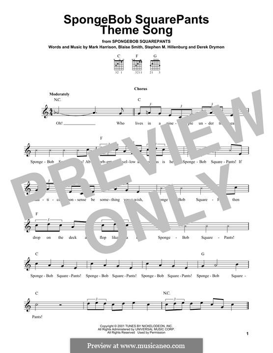 SpongeBob SquarePants Theme Song: Für Gitarre by Blaise Smith, Derek Drymon, Mark Harrison, Steve Hillenburg