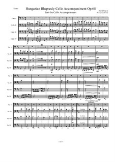 Ungarische Rhapsodie für Cello und Klavier, Op.68: For cello quartet by David Popper