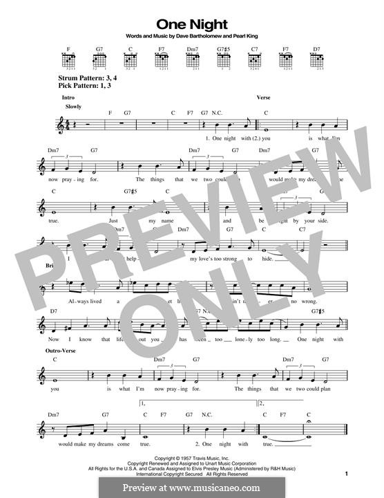 One Night (Elvis Presley): Für Gitarre by Anita Steiman, Dave Bartholomew, Pearl King