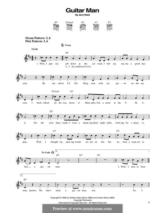 Guitar Man (Elvis Presley): Für Gitarre by Jerry Reed