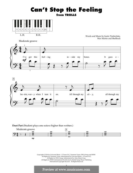 Piano-vocal version: Für Klavier by Shellback, Justin Timberlake, Max Martin