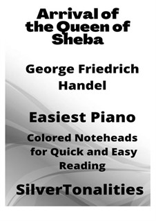 Solomon, HWV 67: The Arrival of the Queen of Sheba, for easiest piano with colored notation by Georg Friedrich Händel