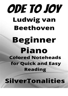 Ode an die Freude, für Klavier: Beginner piano with colored notation by Ludwig van Beethoven