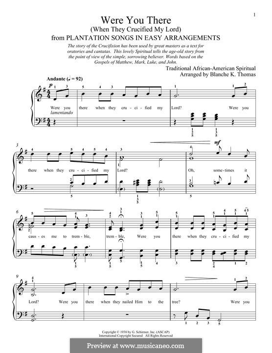Were You There When They Crucified My Lord?: Für Klavier by folklore