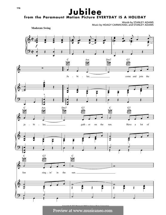 Jubilee (Louis Armstrong): Für Stimme und Klavier (oder Gitarre) by Hoagy Carmichael, Stanley Adams