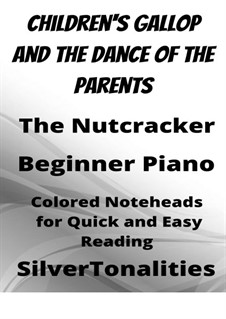 Nr.3 Kleiner Galopp der Kinder und Auftritt der Eltern: For beginner piano with colored notation by Pjotr Tschaikowski