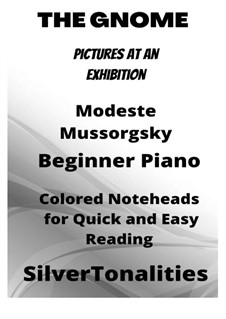 Nr.1 Der Gnom: For beginner piano with colored notation by Modest Mussorgski