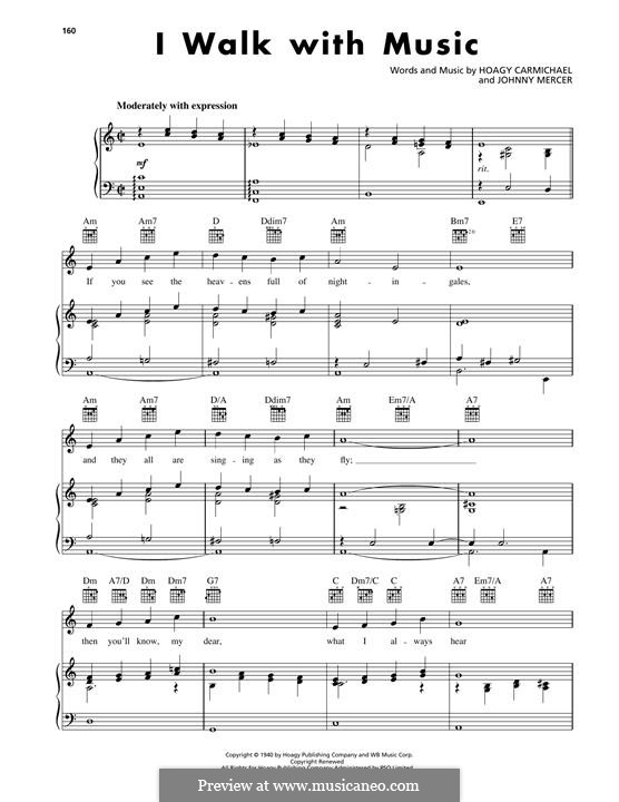 I Walk with Music: Für Stimme und Klavier (oder Gitarre) by Johnny Mercer, Hoagy Carmichael