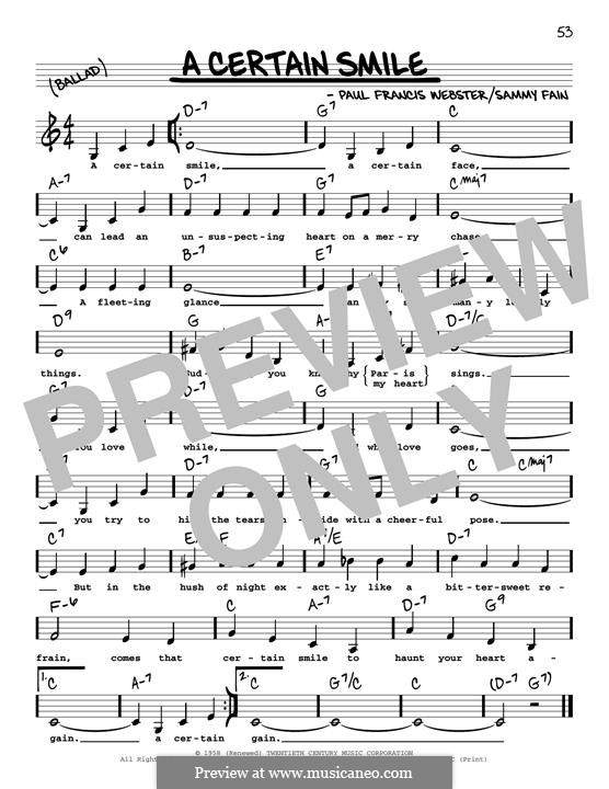 A Certain Smile (Johnny Mathis): Low Voice by Sammy Fain