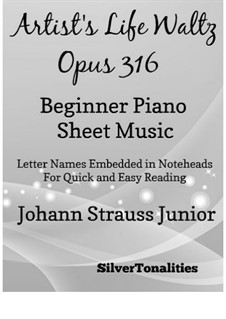 Künstlerleben, Op.316: For beginner piano by Johann Strauss (Sohn)