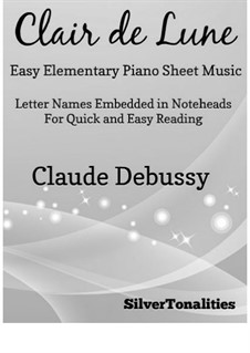 No.3 Clair de lune, for Piano: For easy elementary piano by Claude Debussy