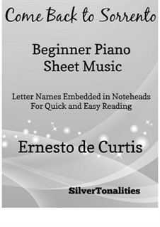 Torna a Surriento: For beginner piano by Ernesto de Curtis