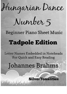 Tanz Nr.5 in fis-Moll: For beginner piano (2nd Edition) by Johannes Brahms