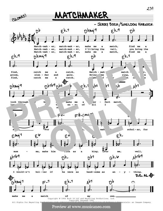 Matchmaker (from The Fiddler on the Roof): Low Voice by Jerry Bock