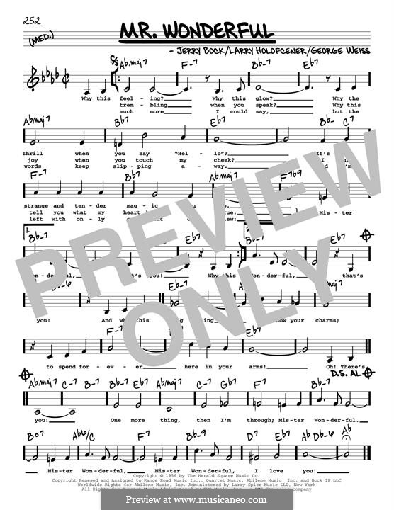 Mr. Wonderful (Peggy Lee): Low Voice by George David Weiss, Jerry Bock, Larry Holofcener