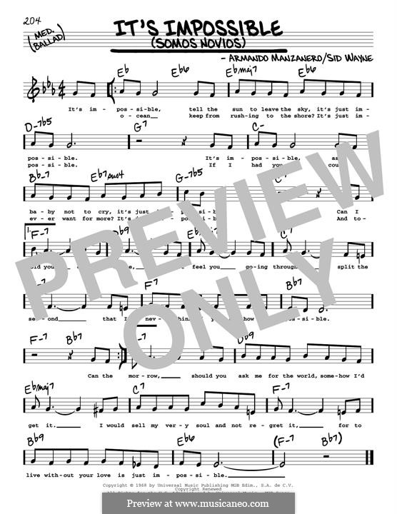 It's Impossible (Somos Novios): Low Voice by Armando Manzanero, Sid Wayne