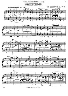 Suite für Klavier, Op.5: No.3 Greetings by William H. Sherwood